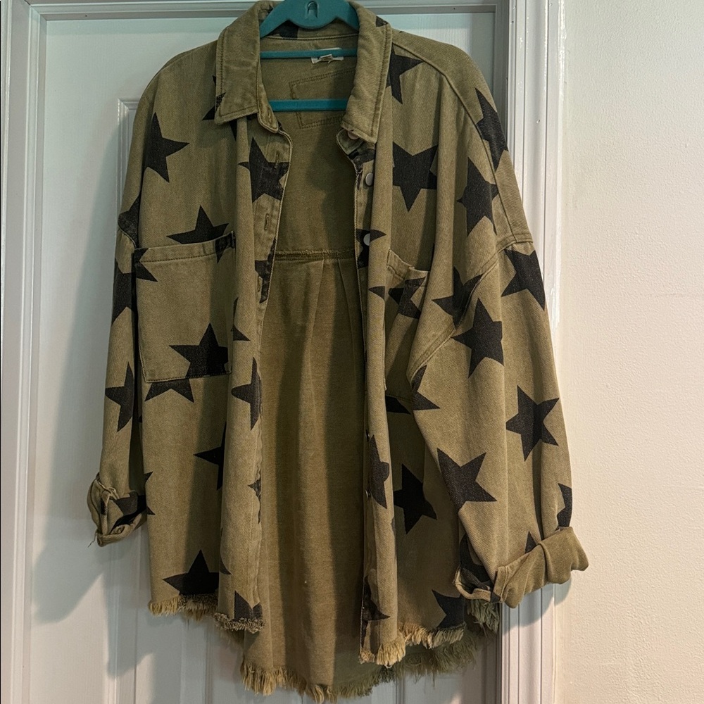 POL Tan and Black Patterned Jacket